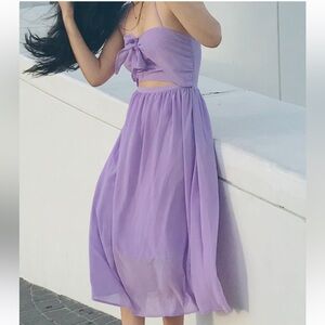 Lilac Flowing Women's Midi Skirt